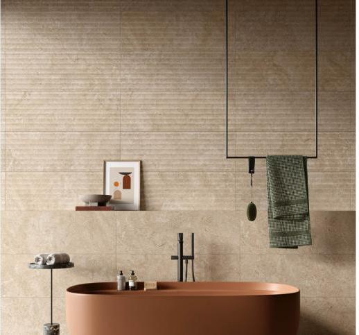 Carrelage ÉLAN LO - salle de bain beige effet pierre naturelle