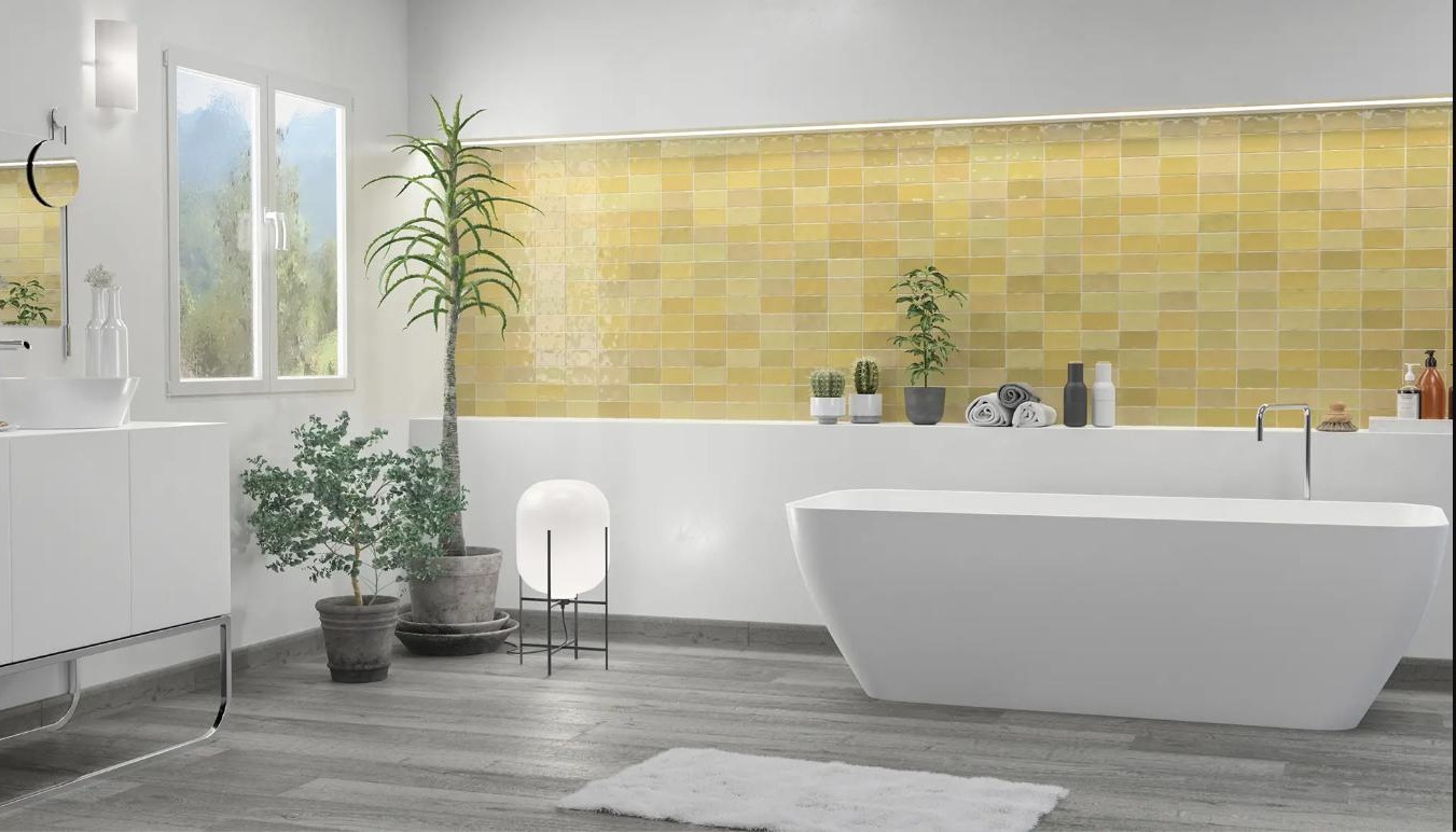 Carrelage zellige FEZ WOW Design coloris Mustard, salle de bain